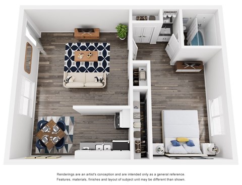 Floor plan for 1 bed, 1 bath, 550 sqft